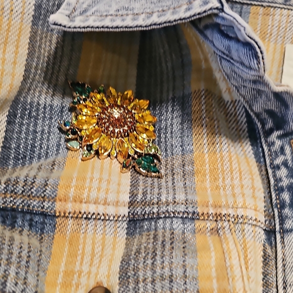 Cleo + Wolf Women's Blue and Yellow Plaid Button-Down Jacaket XL - Picture 4 of 15